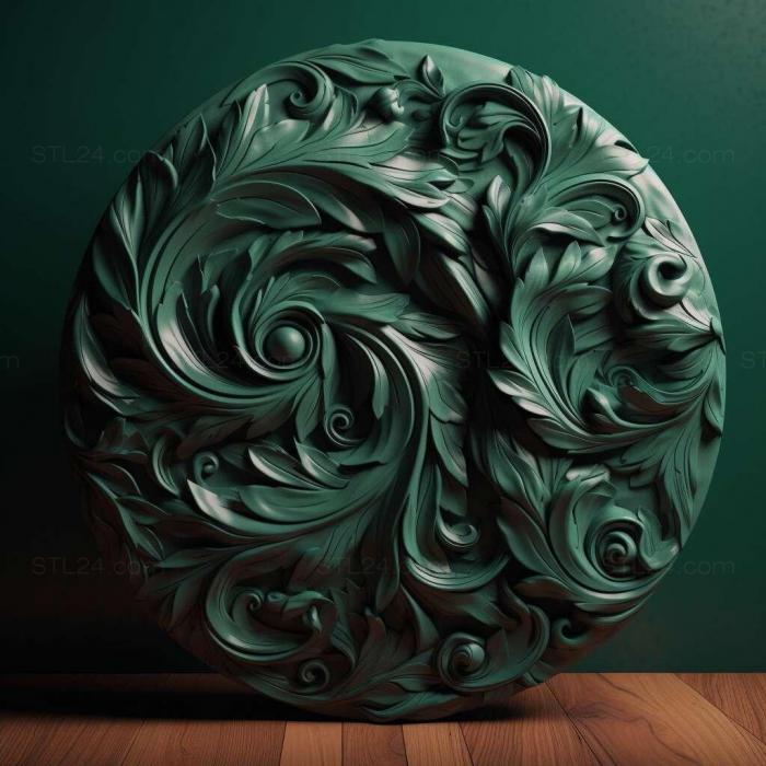 Patterns and decorations (stl green dark 4, PATTERN_2472) 3D models for cnc